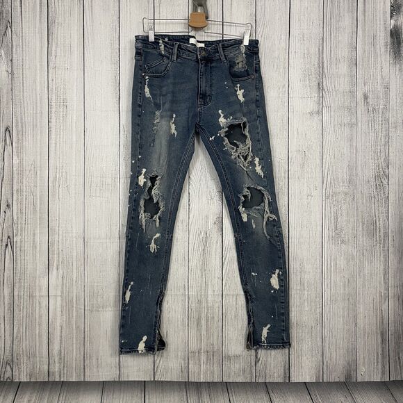 KDNK 11 4 14 11 Woman's 34 Distressed Paint Skinny Stretch Denim Jeans - Picture 9 of 11